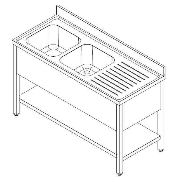 700 Sink Unit With Removable Shelf 2 Left 1600 - Combisteel — miniature 2