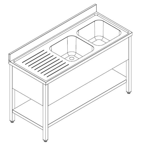 700 Sink Unit With Removable Shelf 1 Right 1600 - Combisteel — miniature 2