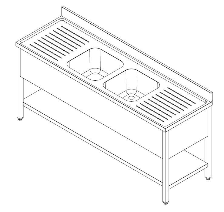 700 Sink Unit With Removable Shelf 2 Centre 2000 - Combisteel — miniature 2