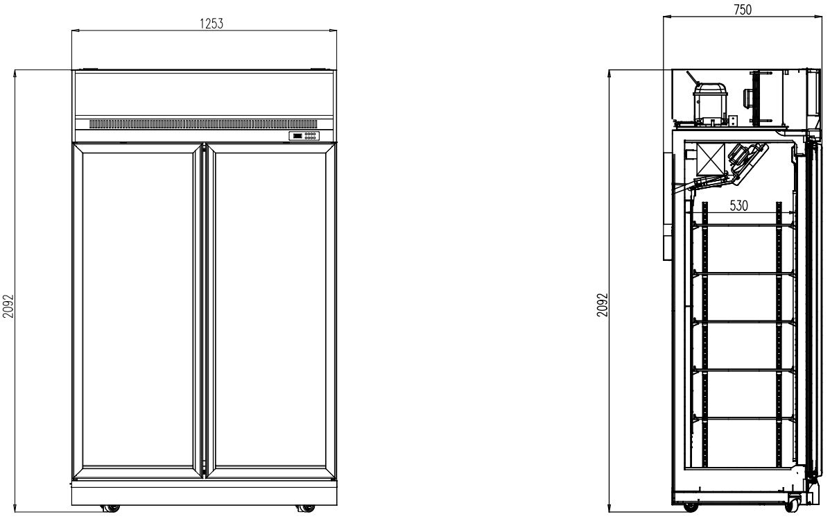 Black Glass 2-Door Freezer Ins-1000f Bl 960 L - Combisteel — miniature 2