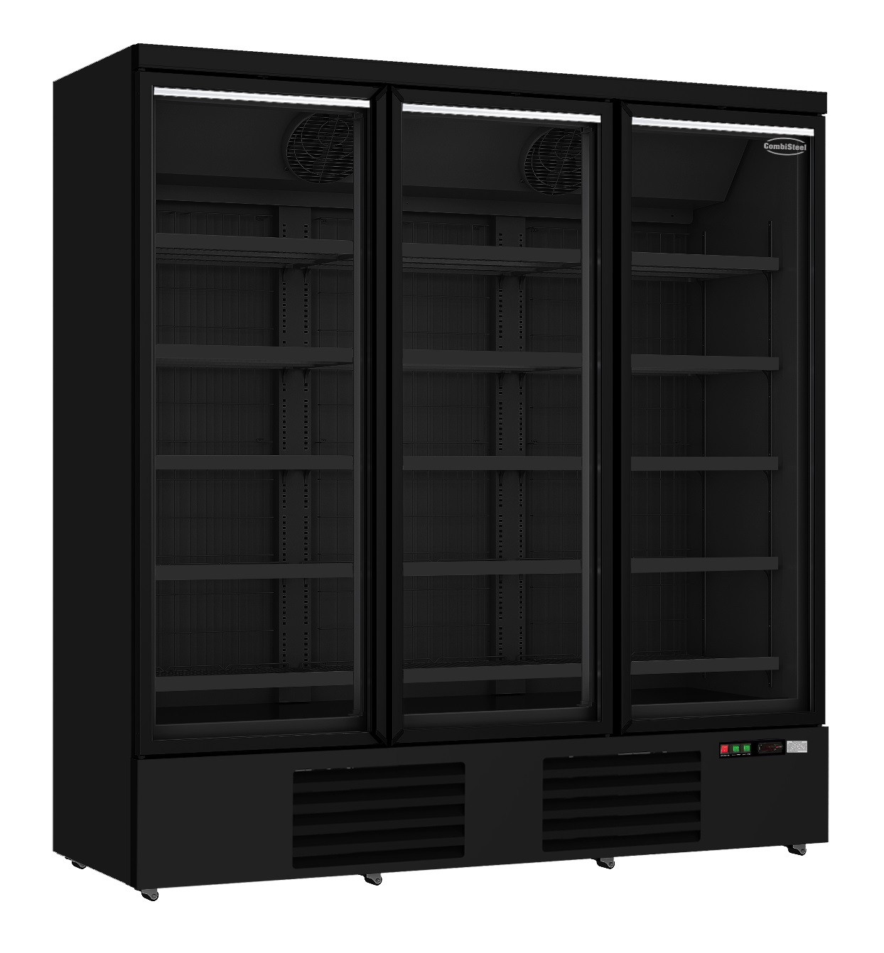 JDE-1530F BL 3-Door Black Glass Freezer - Combisteel — visuel 1