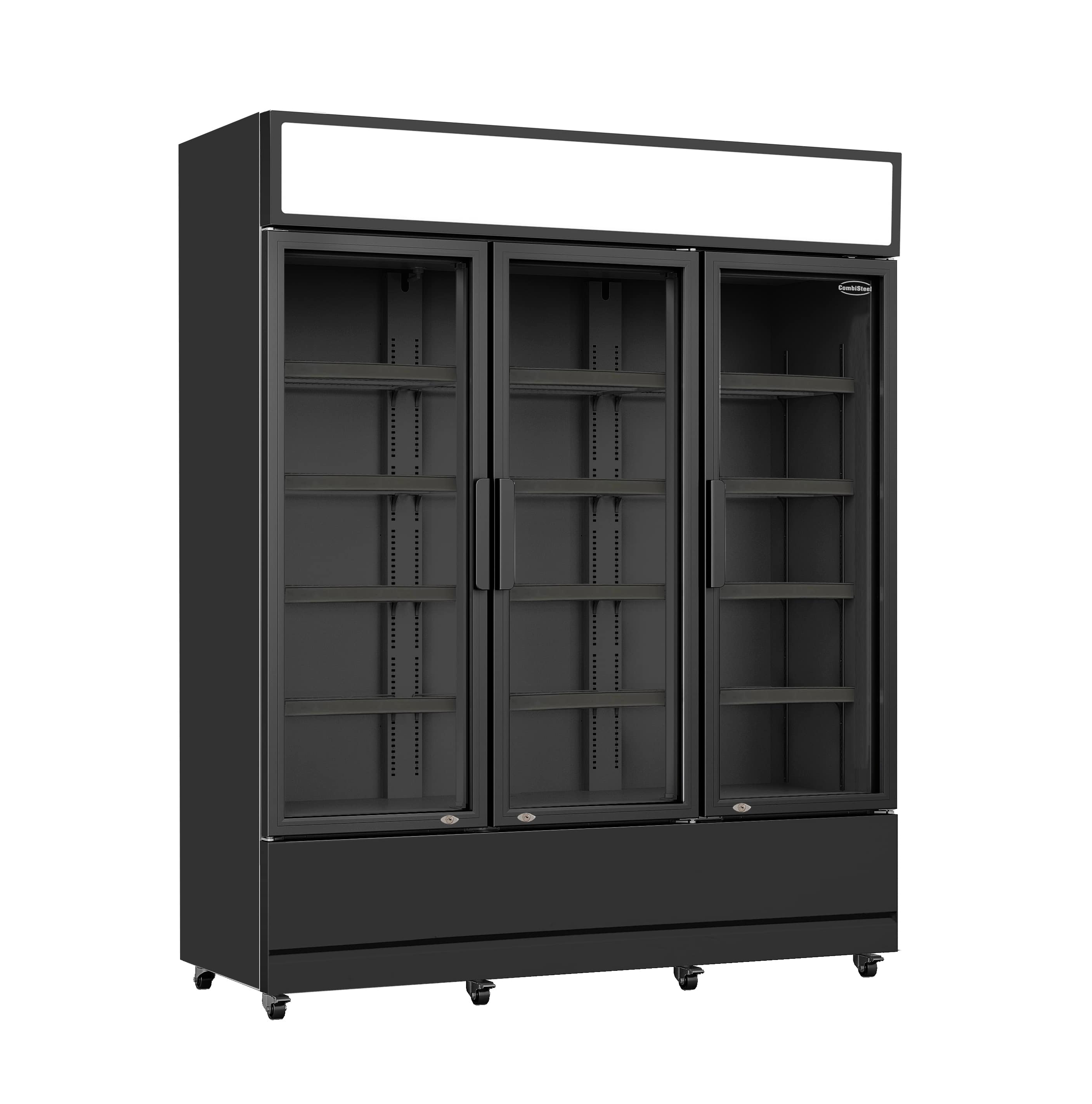 3-Door Black Glass Refrigerator FCU-1200 Bl - Combisteel — visuel 1